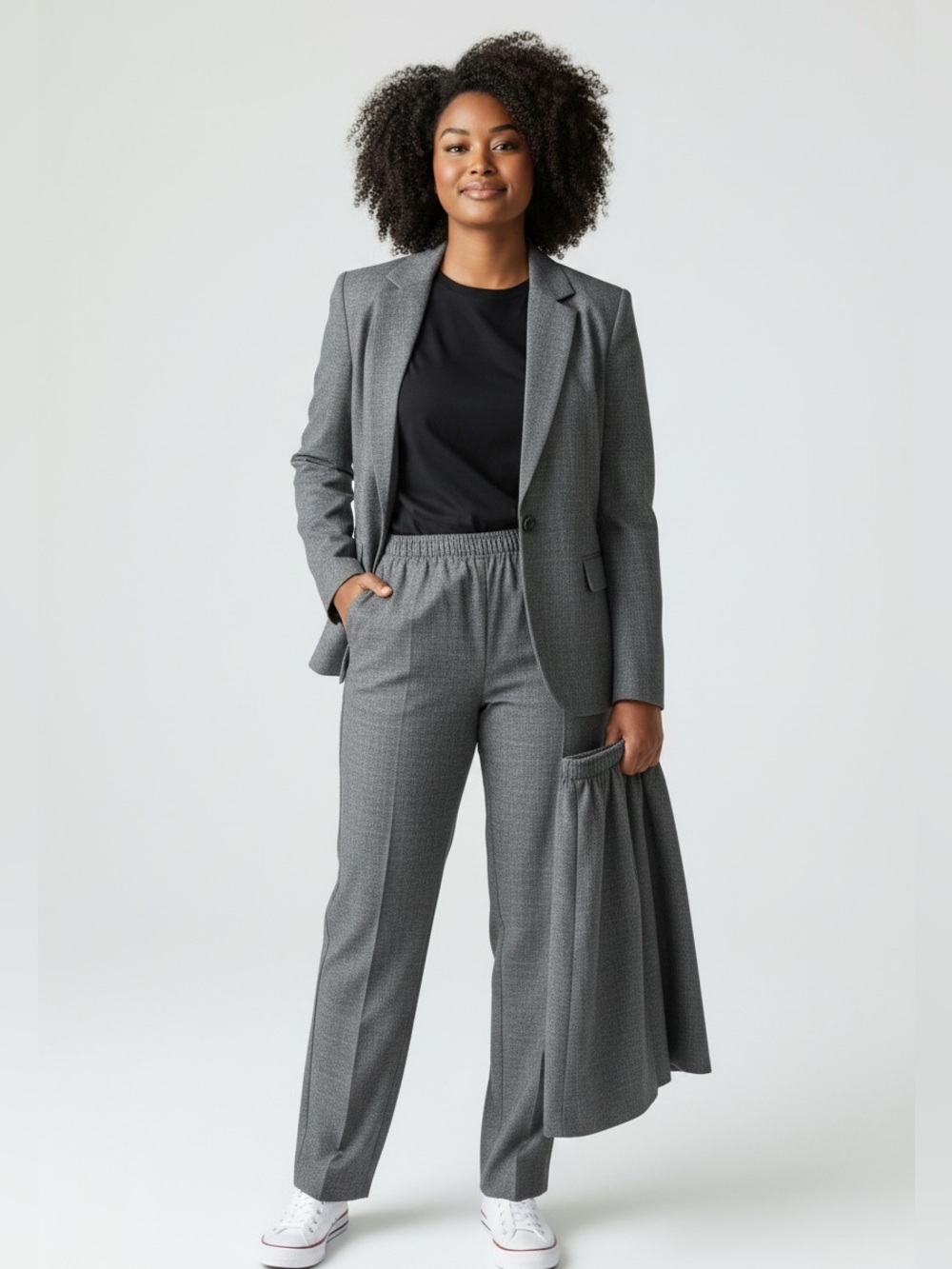 3PC ALFRED DUNNER GRAY PLAID SUIT BLAZER SZ 16 PANTS PENCIL SZ 12 SKIRT SZ 10